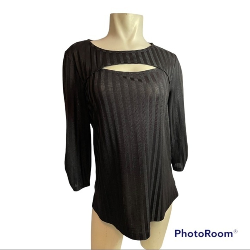 Apt. 9 Black Ribbed 3/4 Sleeve Top Size M
